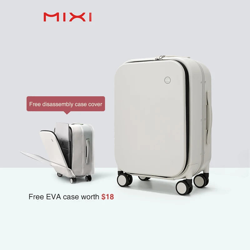 Mixi Aluminum Frame Carry-On Suitcase - 18/20/24 Inch Rolling Luggage with Hollow Wheel Design