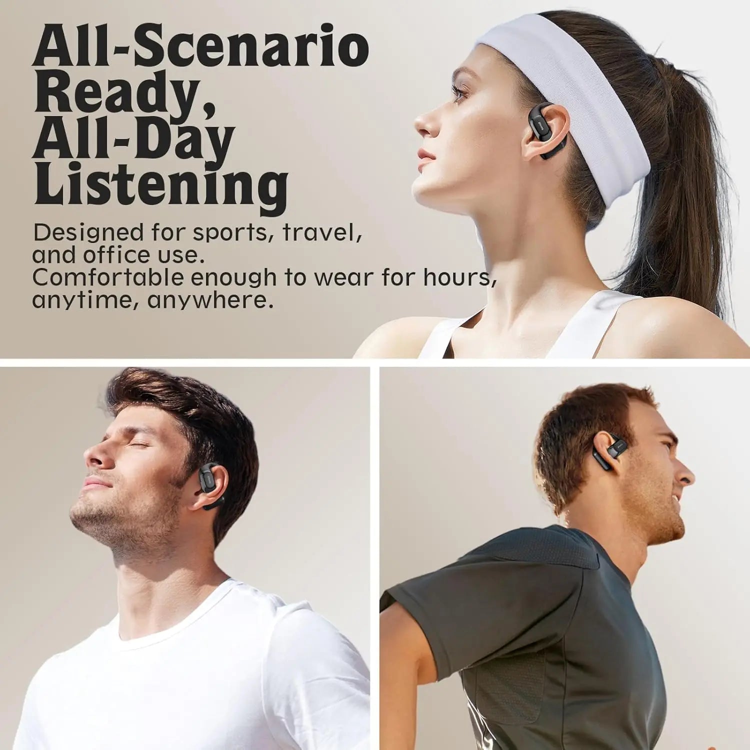Ohayo T10 Open-Ear Sports Headphones - Bluetooth 5.4 with 40Hr Battery & IPX6 Waterproof