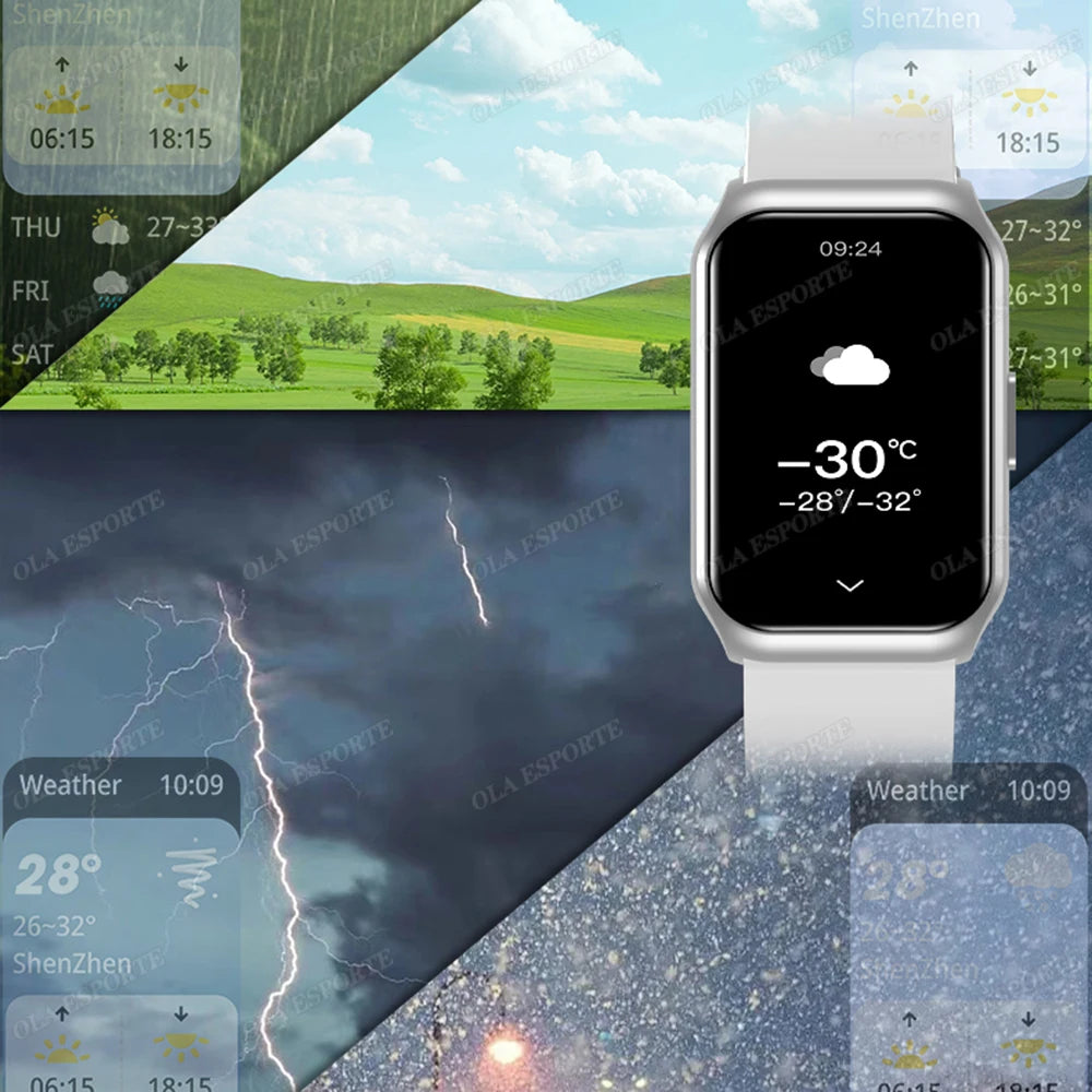 Curved Screen Smart Watch - Heart Rate Blood Oxygen Pressure Sleep Monitor Waterproof
