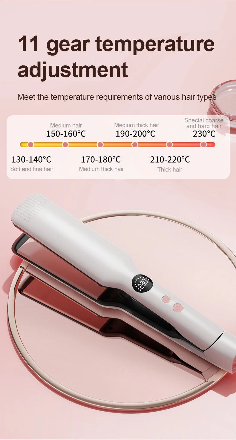 Professional Hair Straightener - Coated Wide Plates with 60W Fast Heating & PTC Technology