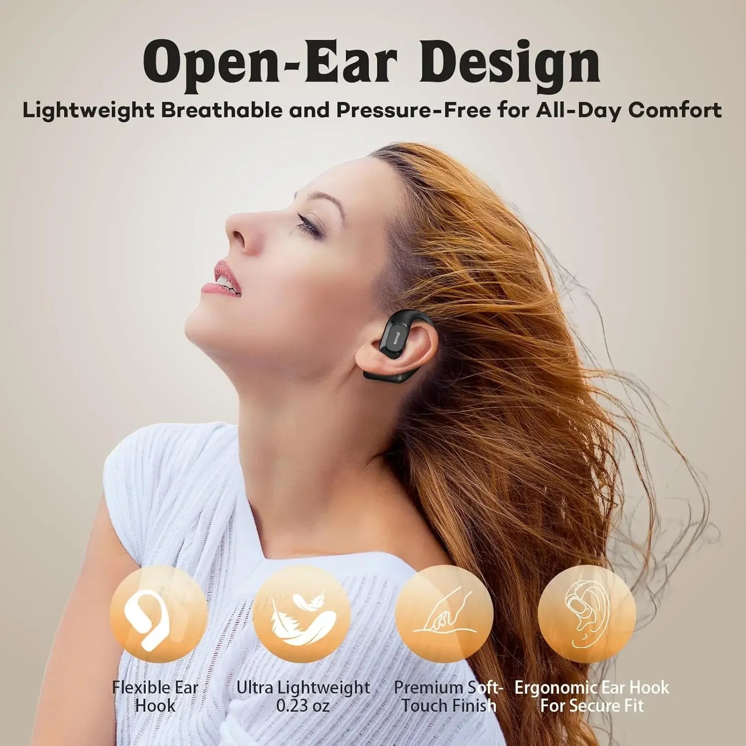 Ohayo T10 Open-Ear Sports Headphones - Bluetooth 5.4 with 40Hr Battery & IPX6 Waterproof