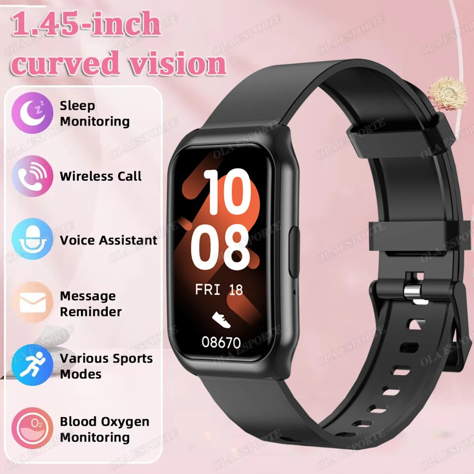 Curved Screen Smart Watch - Heart Rate Blood Oxygen Pressure Sleep Monitor Waterproof