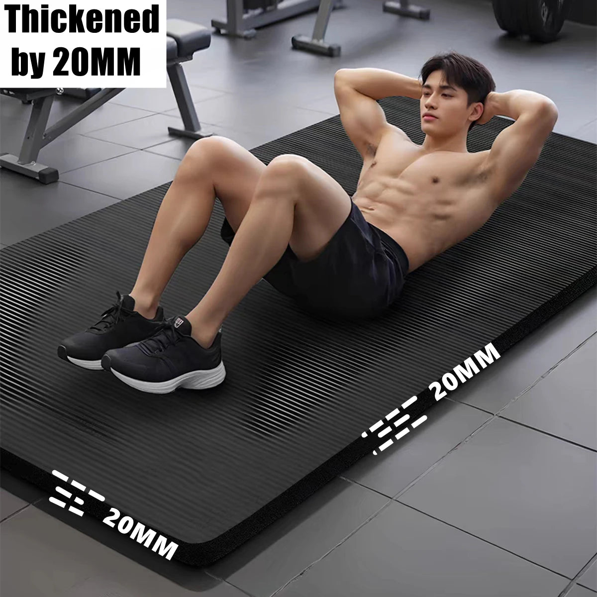 20mm Extra Thick NBR Yoga Mat - Large 185x61cm Non-Slip High-Intensity Workout Mat