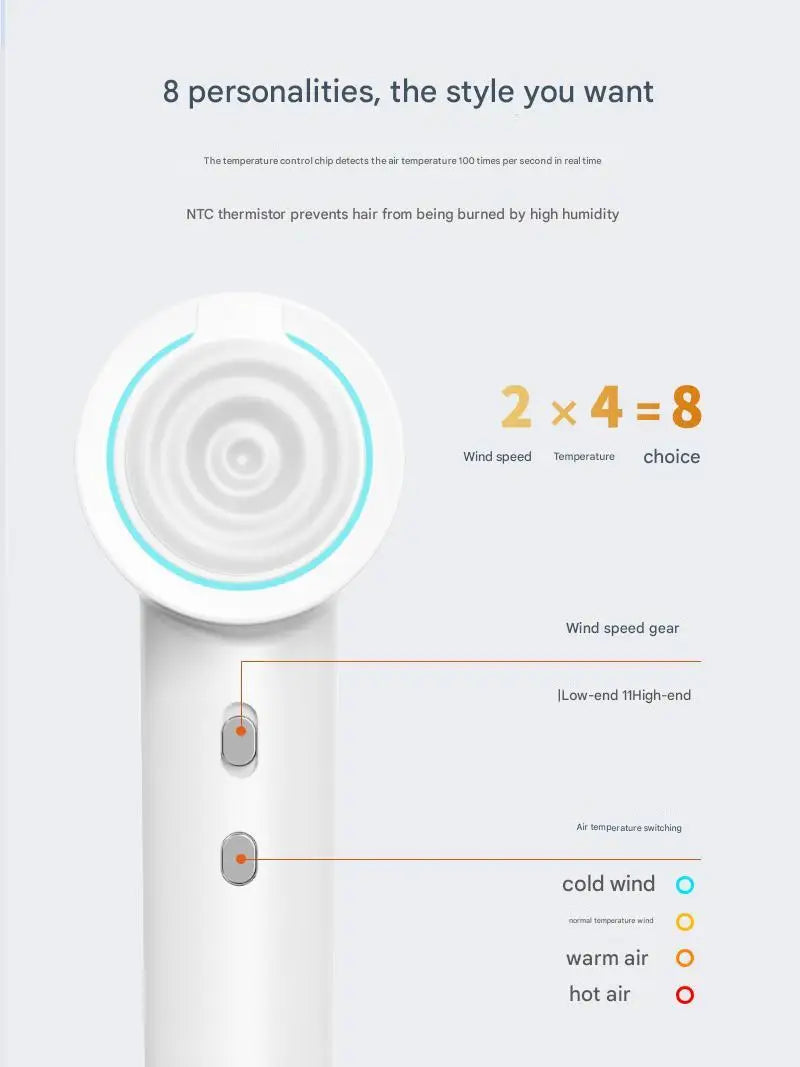 Professional Negative Ion Hair Dryer - Temperature Control with Hot & Cold Air for Powerful Gentle Care