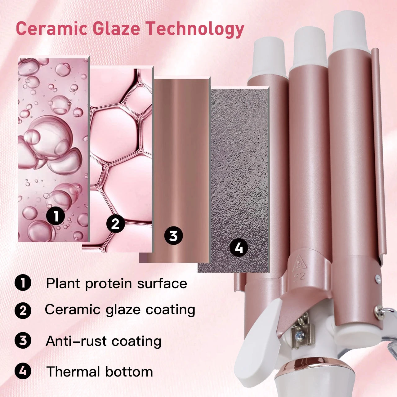 Triple Barrel Hair Curling Iron - Ceramic Waver for Versatile Curls & Waves