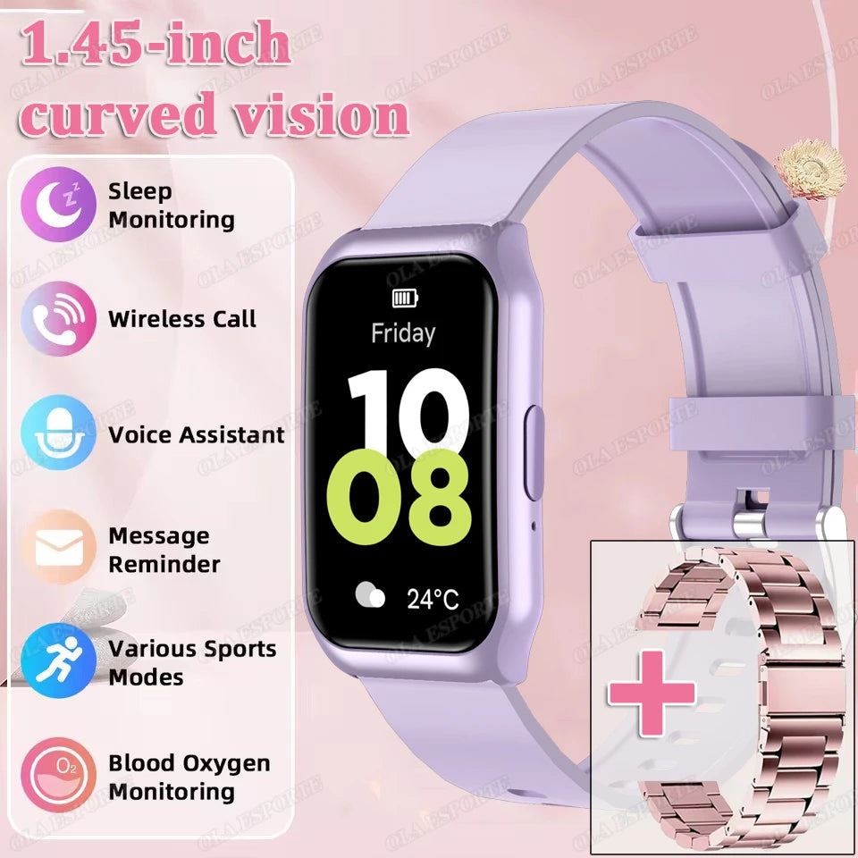 Curved Screen Smart Watch - Heart Rate Blood Oxygen Pressure Sleep Monitor Waterproof