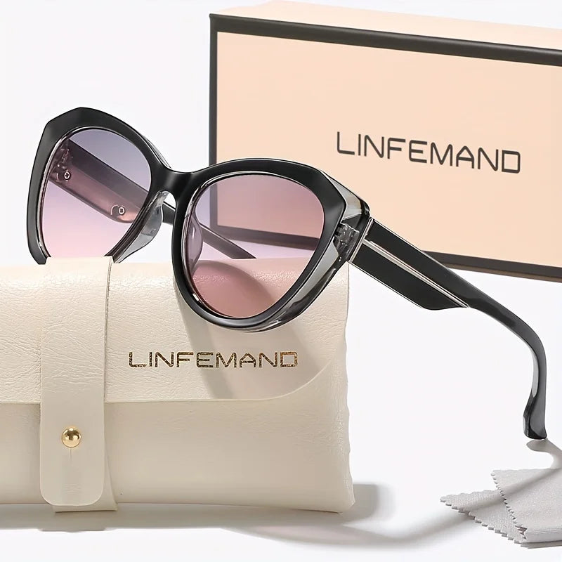 LINFEMAND Retro Cat Eye Sunglasses - Fashion UV400 Protection for Women