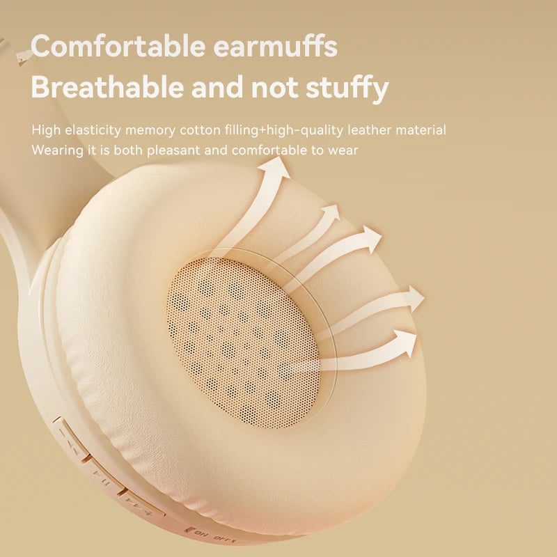 White over-ear headphones with perforated ear pad and layered headband for comfort.