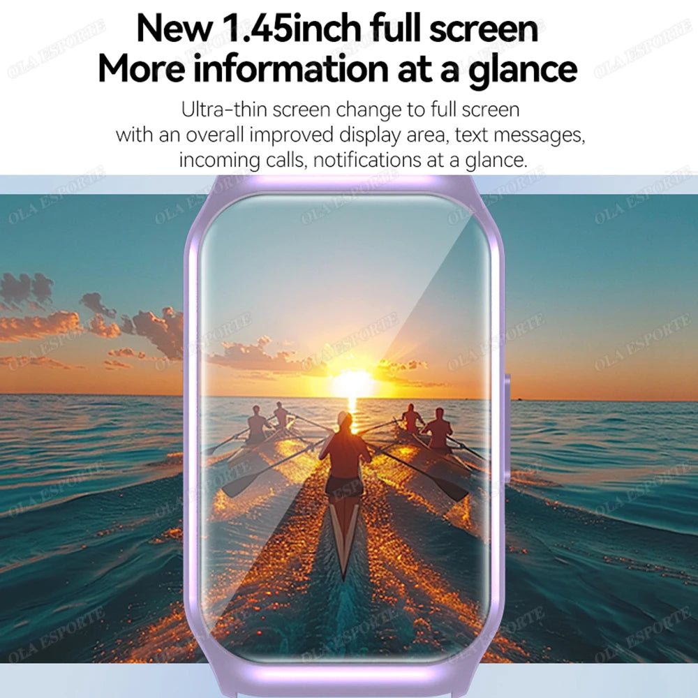Curved Screen Smart Watch - Heart Rate Blood Oxygen Pressure Sleep Monitor Waterproof