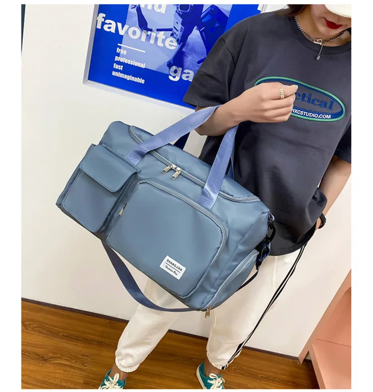 Large Capacity Gym/Overnight Duffle Bag with Shoe Compartment