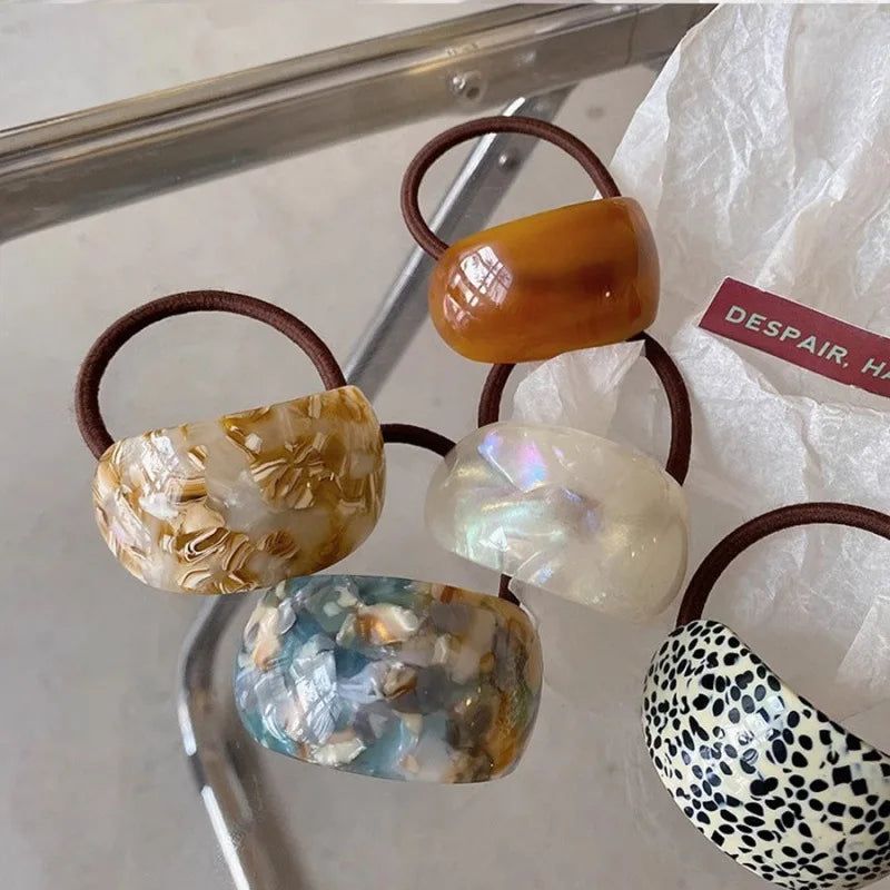 Women's Acrylic Patterned Hair Ties - Elegant Ponytail Holders