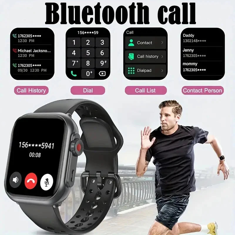 Cedar & Moore smart watch with 1.96-inch AMOLED display, Bluetooth calling, black perforated strap