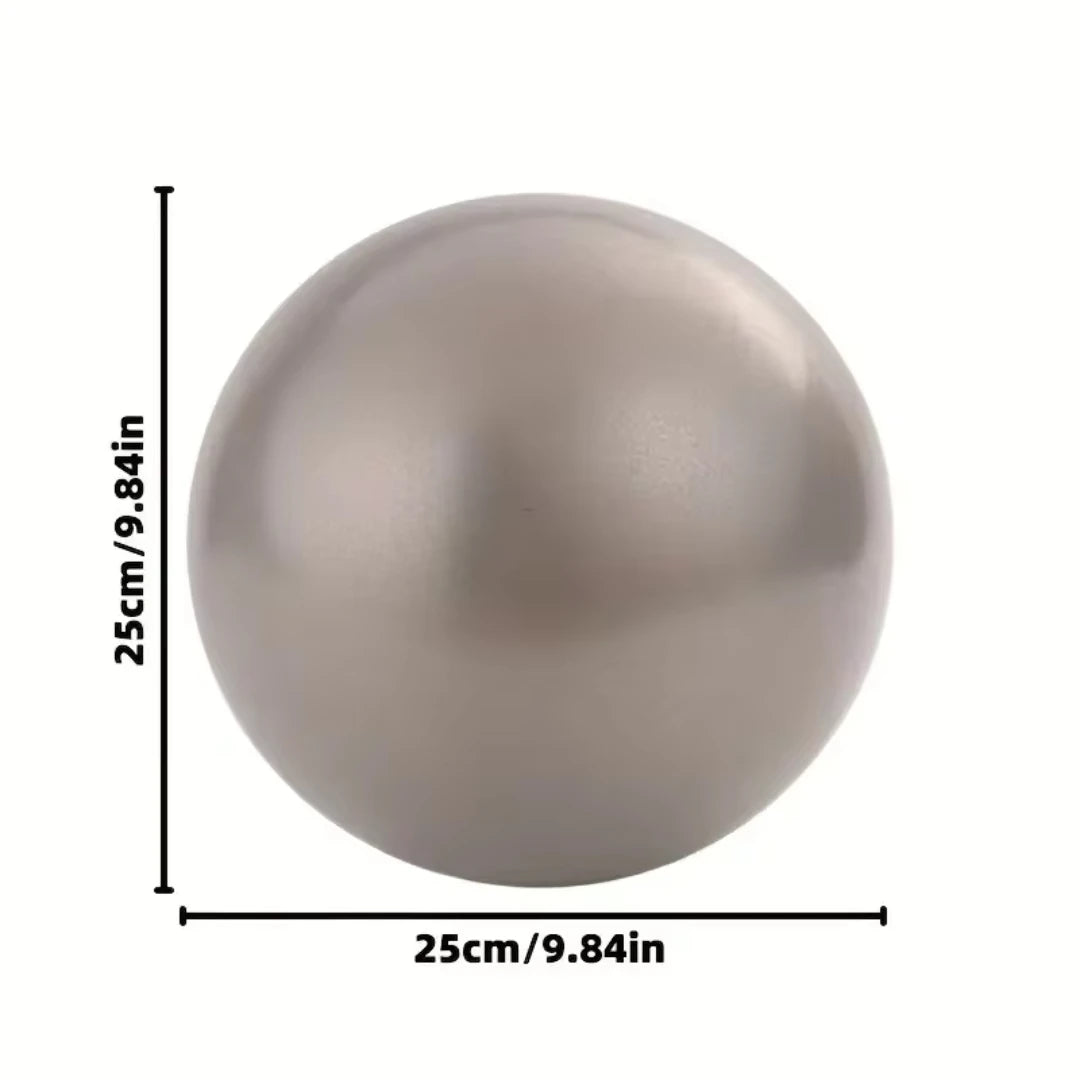 Gray 25cm yoga exercise ball with size measurements