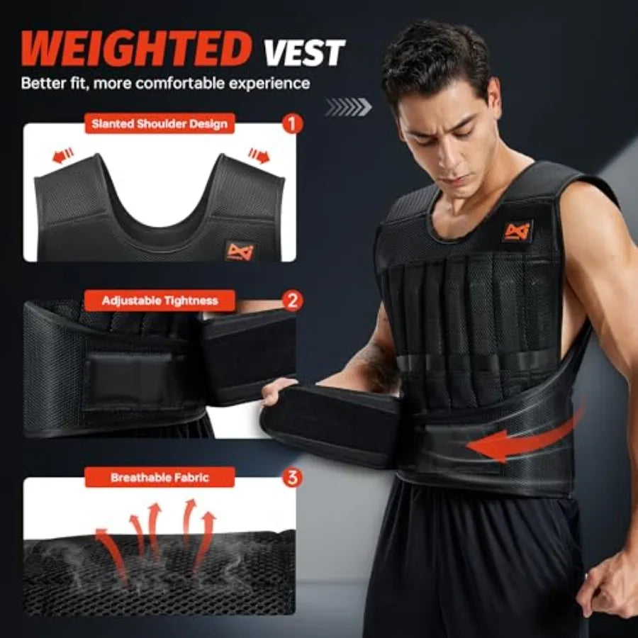 44 lbs Adjustable Weighted Vest Set - 5-Piece Training Kit with Steel Plates
