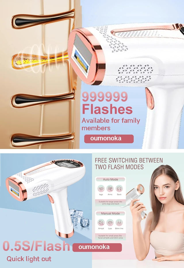 IPL Permanent Hair Removal Device - 999,999 Flashes Painless Laser Epilator for Women