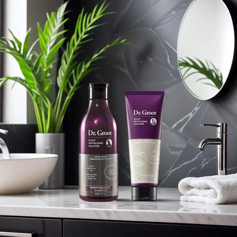 Dr.Groot hair loss treatment set with nourishing shampoo and smoothing conditioner, Cedar & Moore, 2-piece duo