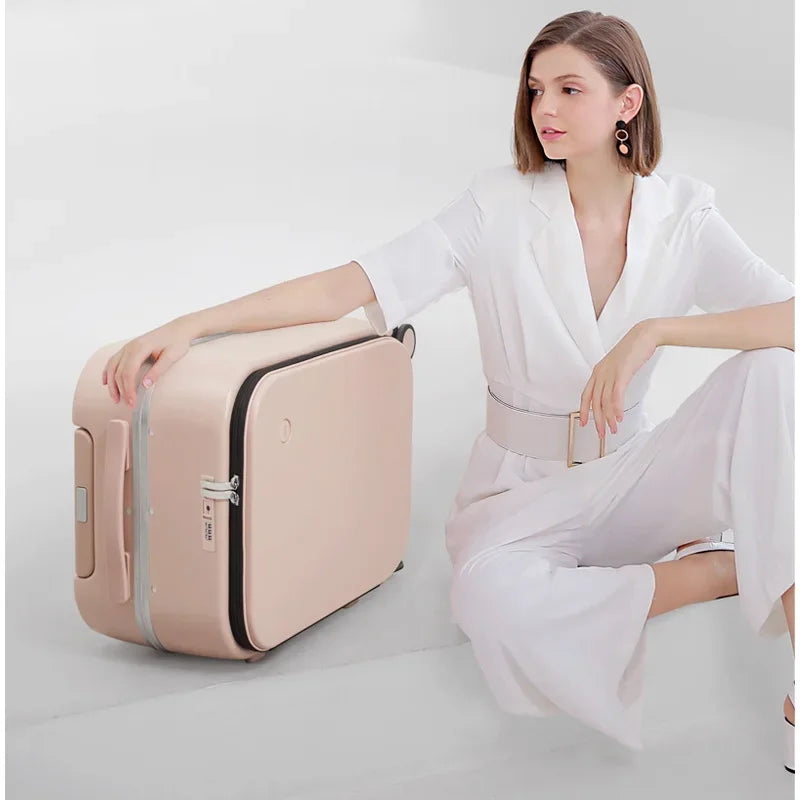 Mixi Aluminum Frame Carry-On Suitcase - 18/20/24 Inch Rolling Luggage with Hollow Wheel Design