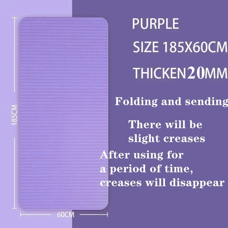 20mm Extra Thick NBR Yoga Mat - Large 185x61cm Non-Slip High-Intensity Workout Mat
