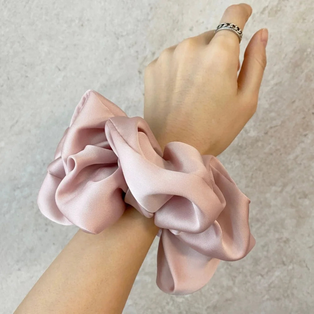 Fashion Oversized Silk Chiffon Scrunchies - Elastic Hair Ties for Women