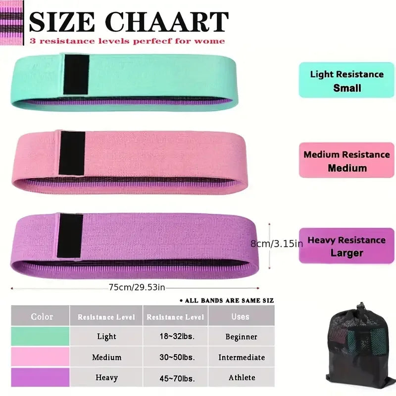 3 Piece Set Pilates Yoga Elastic Resistance Bands Set for Full Body Workout