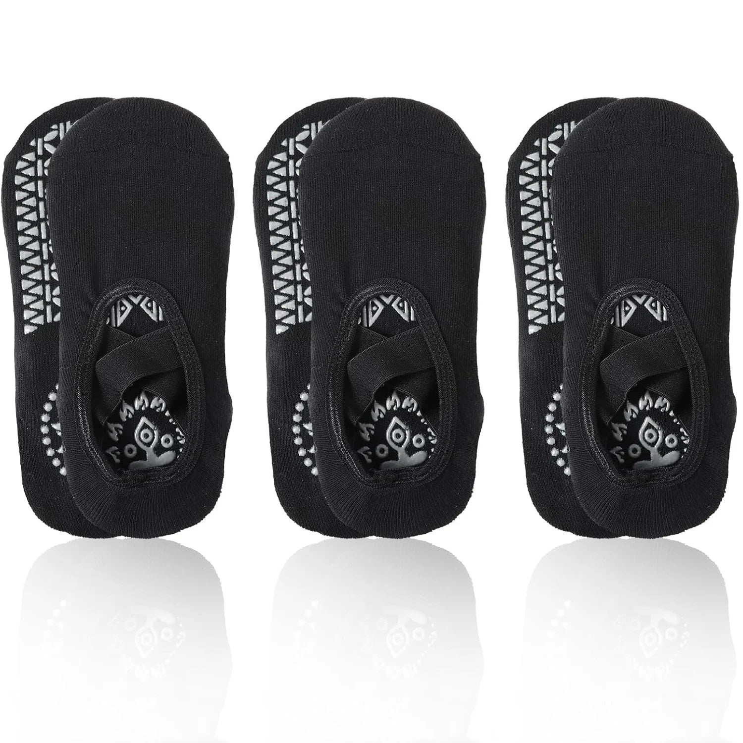3-Pair Yoga Socks Set - Non-Slip Grip Socks with Straps for Women (Yoga, Pilates, Ballet)