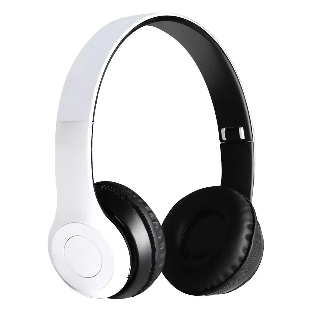 Cedar & Moore P47 Wireless Bluetooth Headphones, white/black foldable over-ear headset with HiFi stereo bass