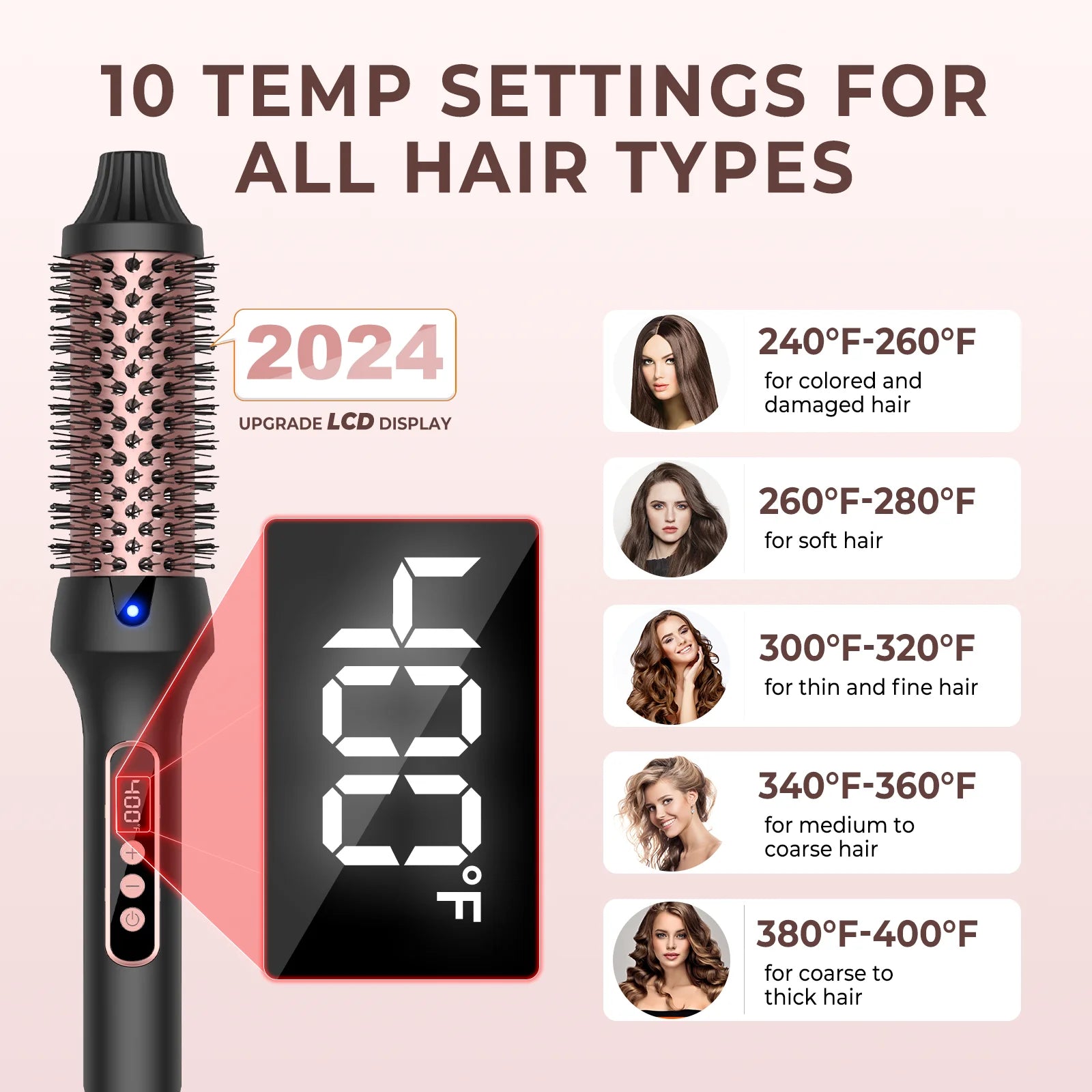 Heated Hair Curler Brush - 38mm Ceramic Ionic Electric Thermal Styling Comb