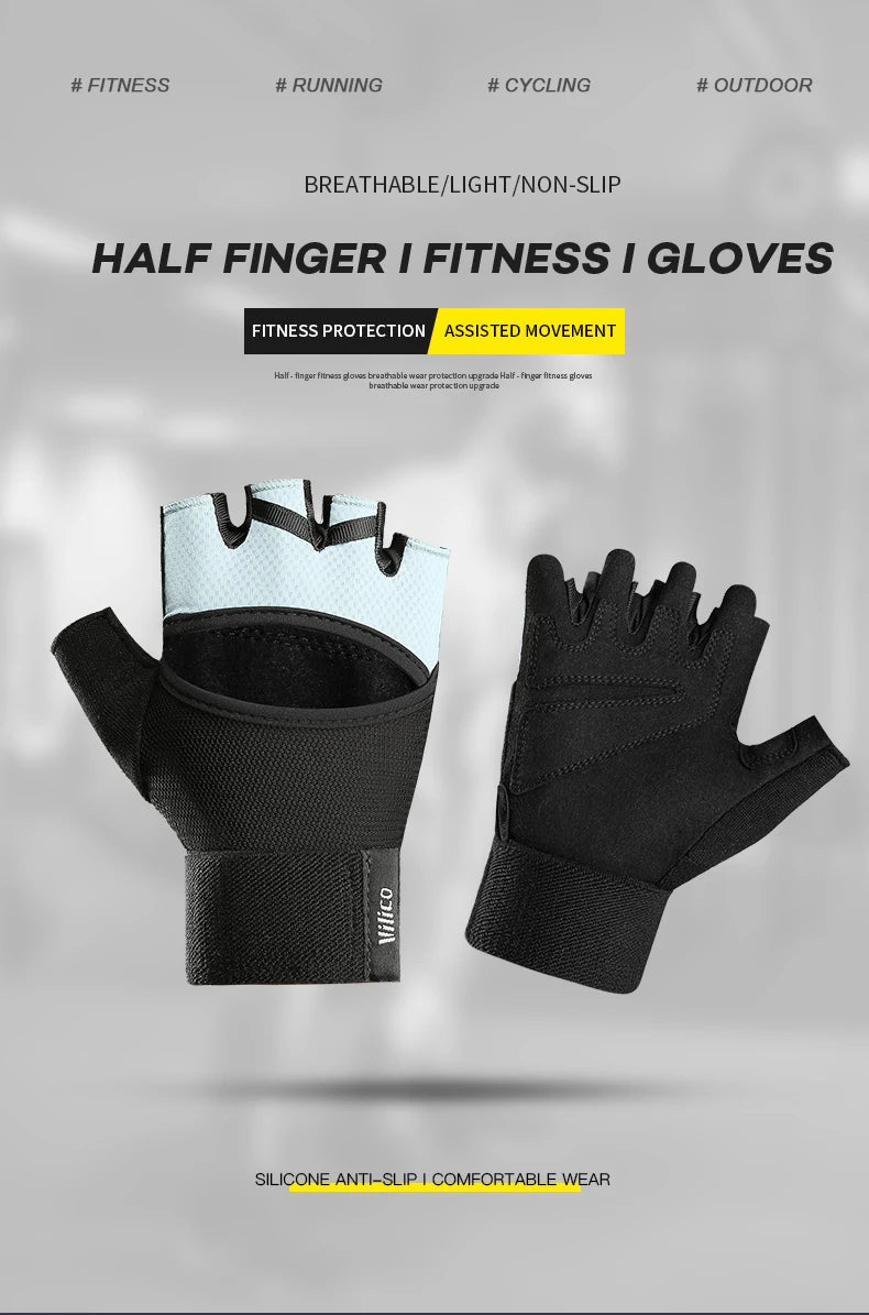 Half-Finger Sport Gloves - Breathable Anti-Slip for Gym, Cycling & Fitness