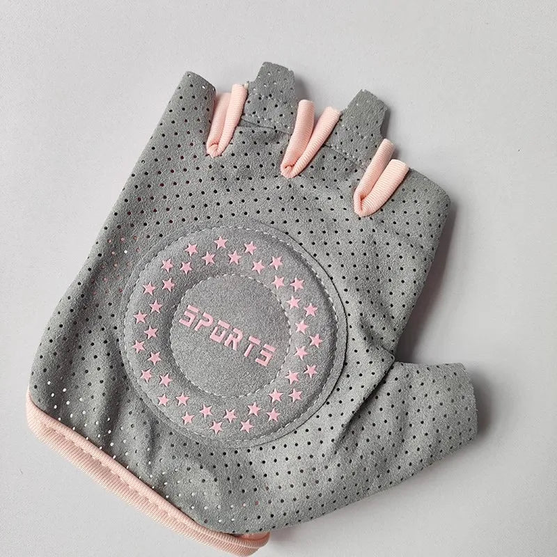 Women's Half-Finger Workout Gloves - Anti-Slip Grip for Gym, Yoga & Cycling