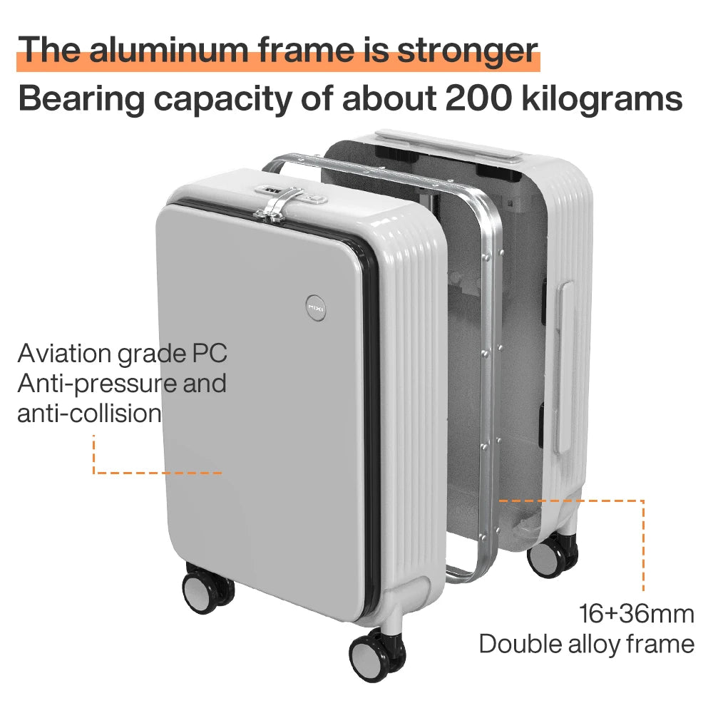 Mixi Aluminum Frame Carry-On Suitcase with USB Charging Port - 20/24 Inch Rolling Luggage