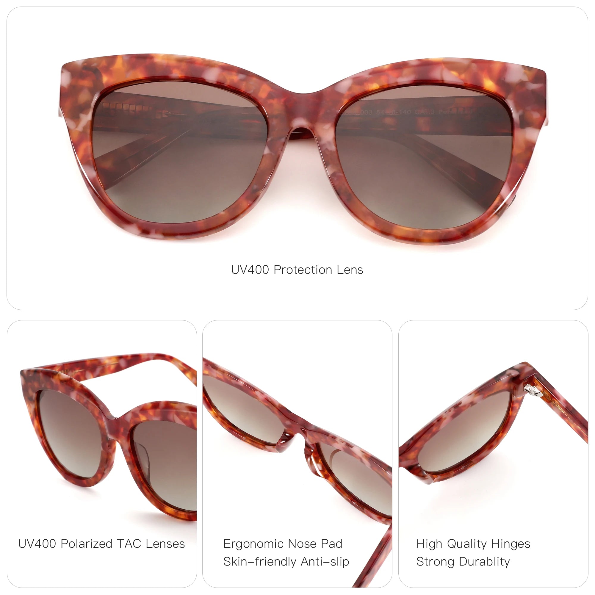 ZENOTTIC Butterfly Polarized Sunglasses - Handmade Acetate with UV400 Protection
