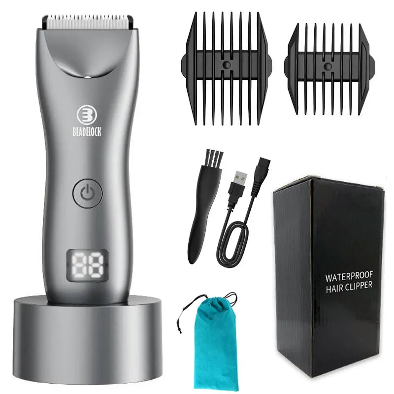 Men's Body Hair Trimmer - Electric Groin Trimmer for Sensitive Areas with Waterproof Safety Razor