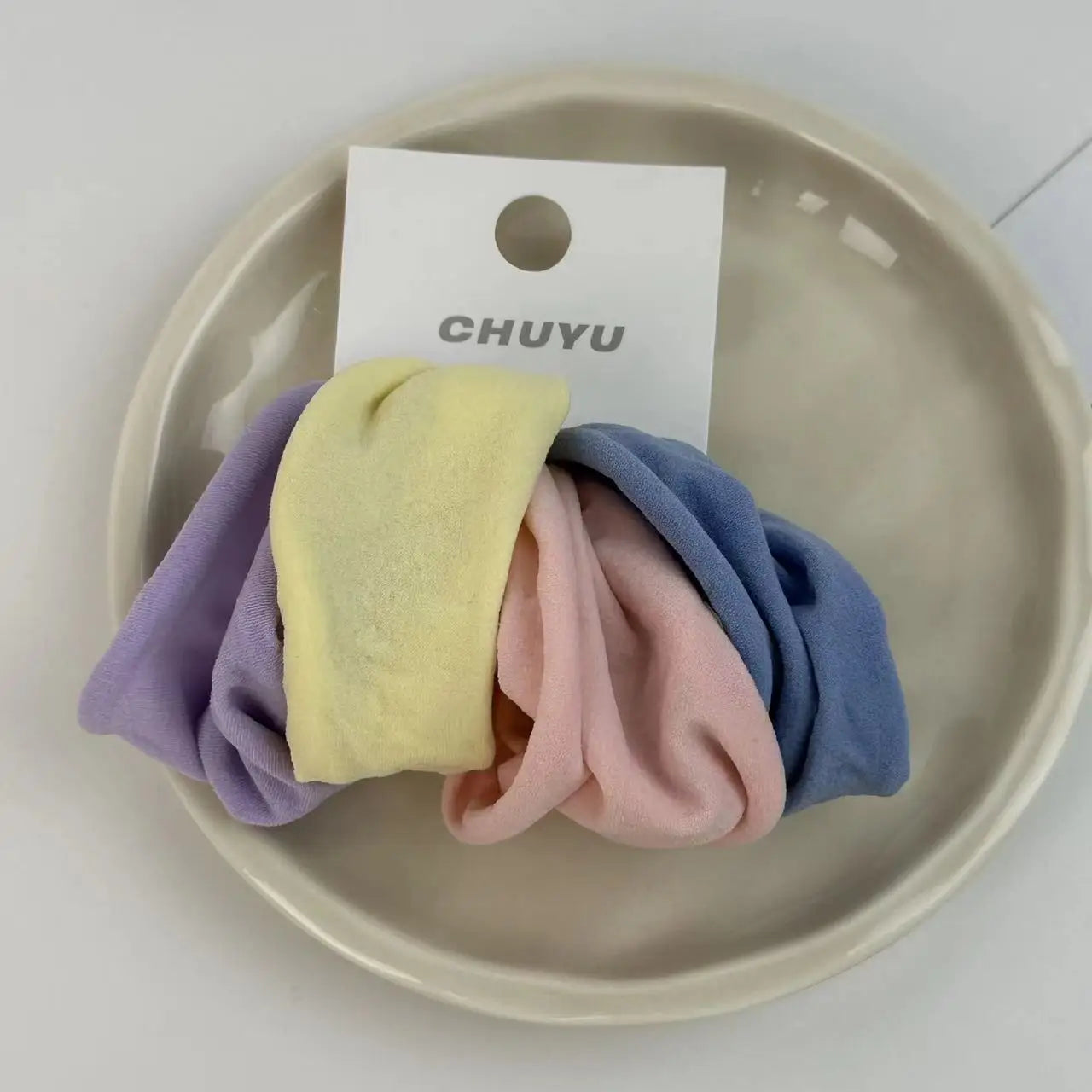 4-Piece Solid Wide Hair Band Scrunchies - Thickened Ponytail Holders for Women
