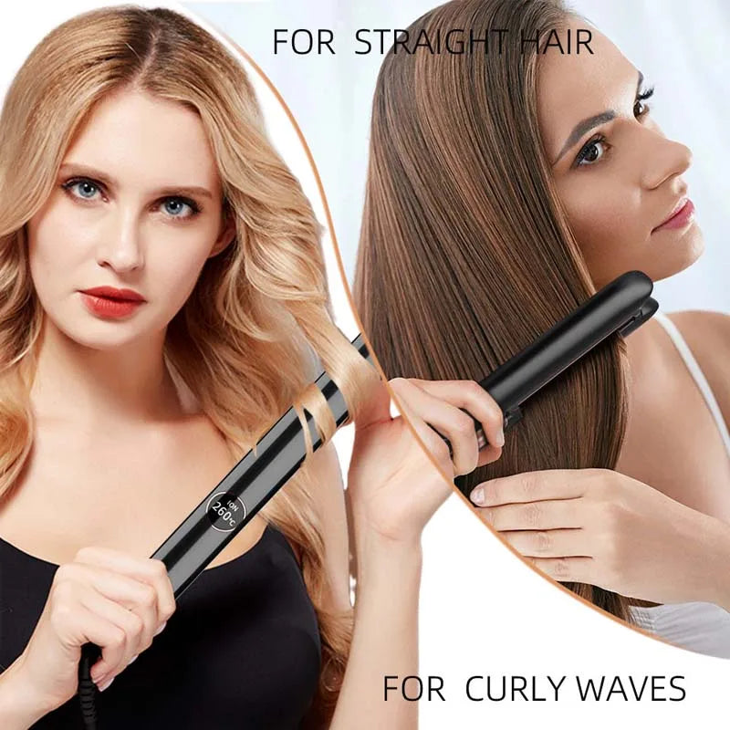 Ionic Hair Straightener & Curler - Keratin Treatment Flat Iron for Frizzy Hair Damage Recovery