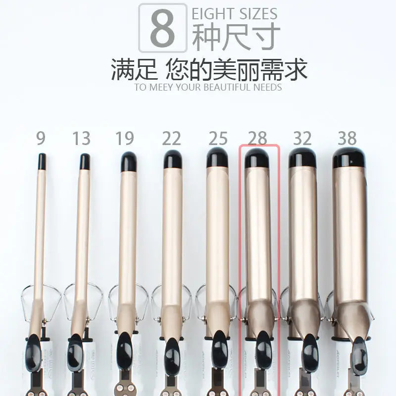Professional Ceramic Hair Wave Curling Wand - LCD Display Curling Iron for Waves & Curls