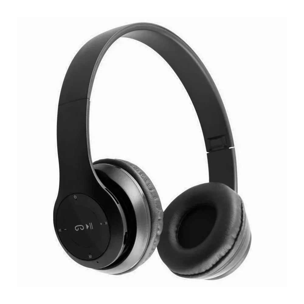 Over-ear Bluetooth headphones with dark ear pads and button panel on the earcup