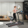 Folding Treadmill, Smart Motorized Treadmill with Manual Incline and Air Spring & MP3, Exercise Running Machine with 5" LCD