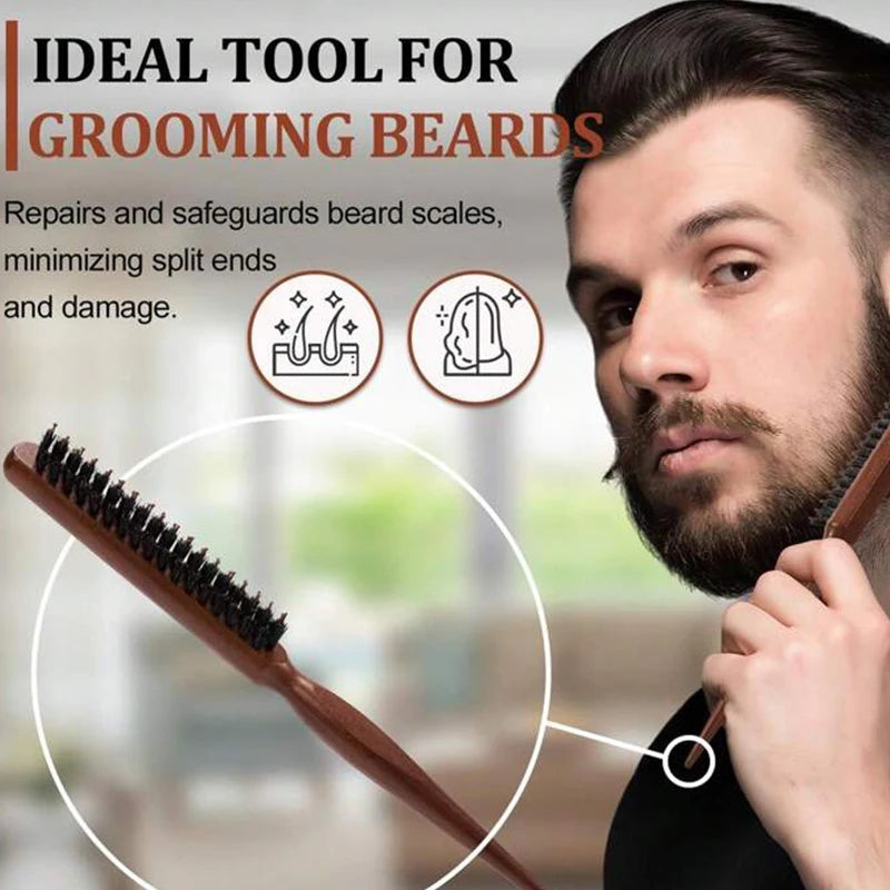Hairbrush Wooden Handle Bristle Brush Kit for Professional Salon & Home Styling