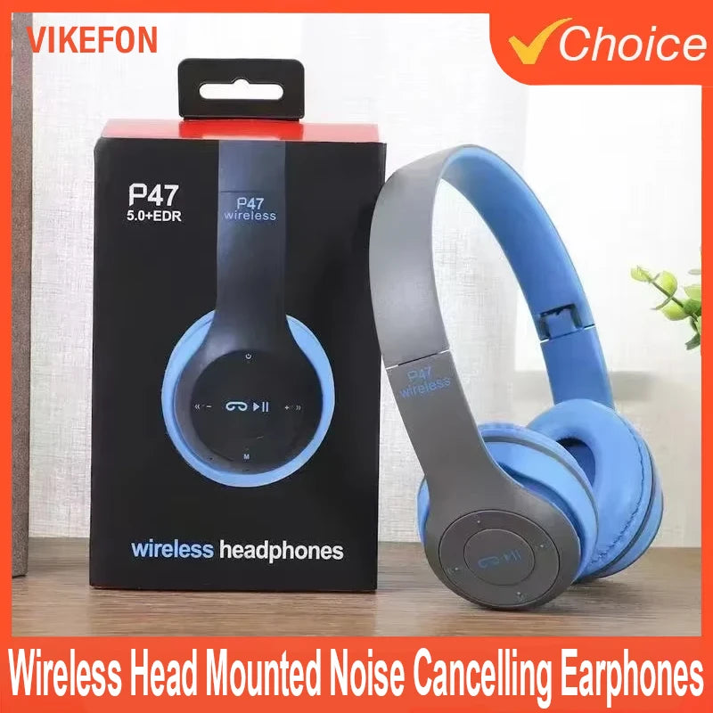 P47 Wireless Bluetooth Headphones - Foldable Over-Ear with 6H Talk Time & Volume Control