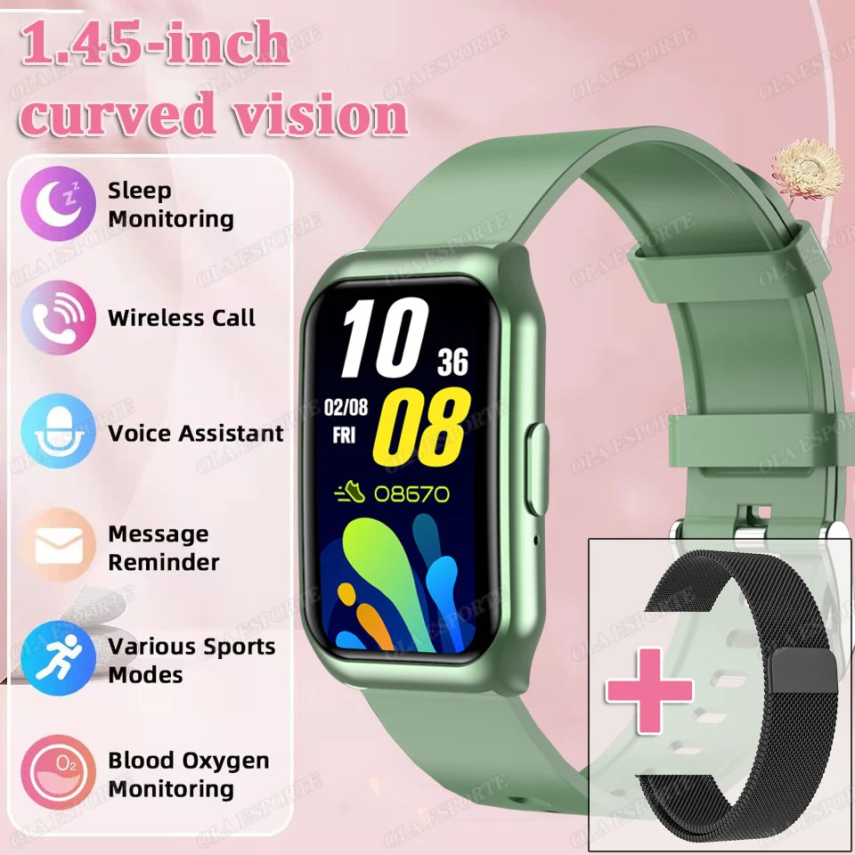 Curved Screen Smart Watch - Heart Rate Blood Oxygen Pressure Sleep Monitor Waterproof