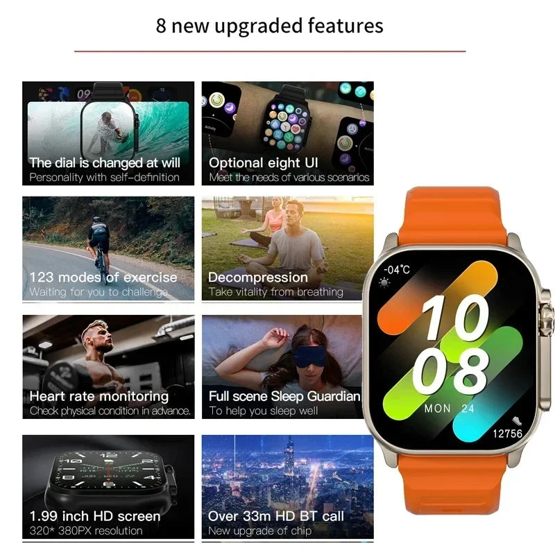 LAXASFIT Smartwatch - Bluetooth Talk Message Alert Heart Rate Monitor Sports Watch