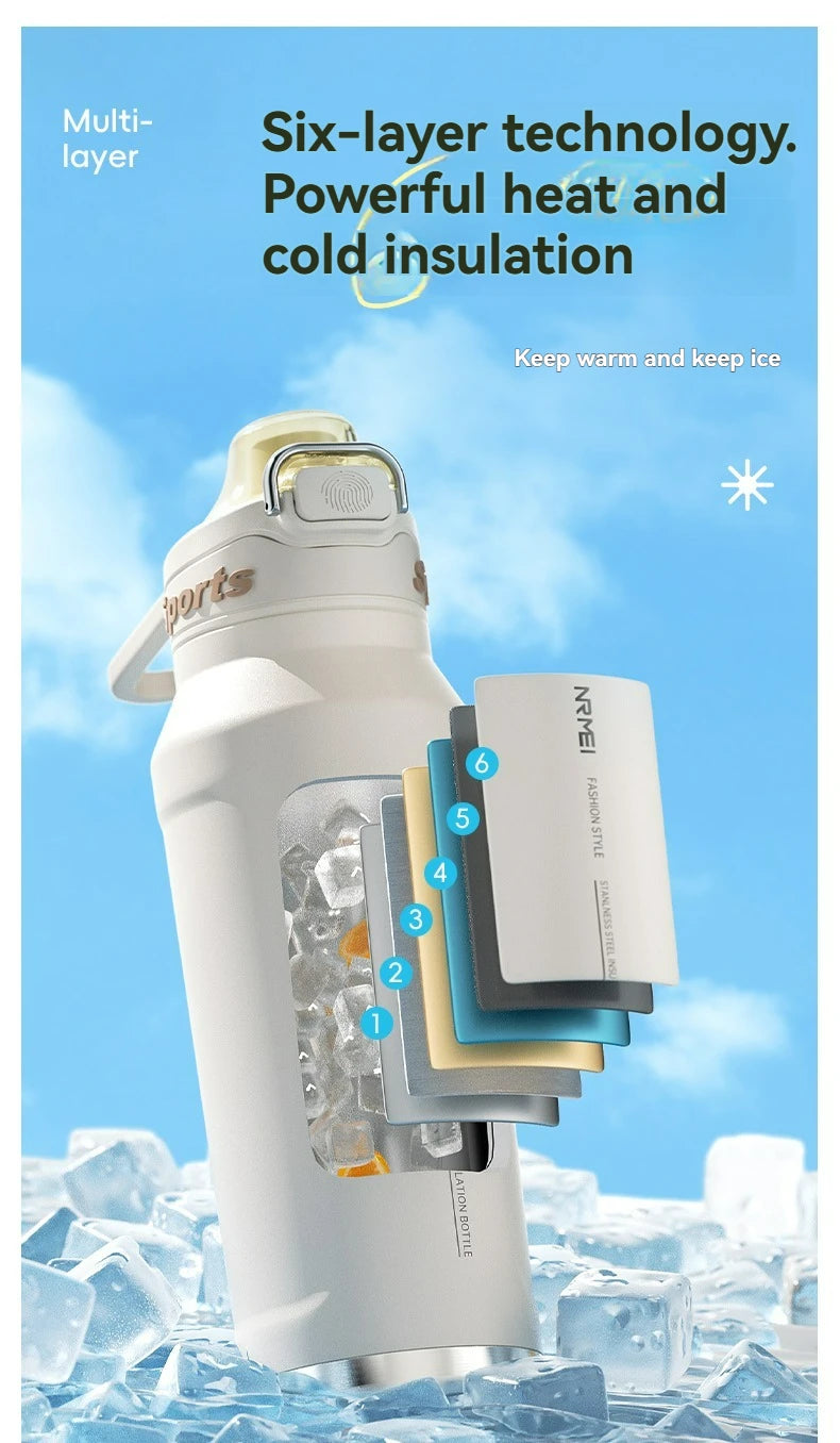 1L Stainless Steel Insulated Bottle - 6-Layer Vacuum Flask for Hiking, Cycling & Fitness