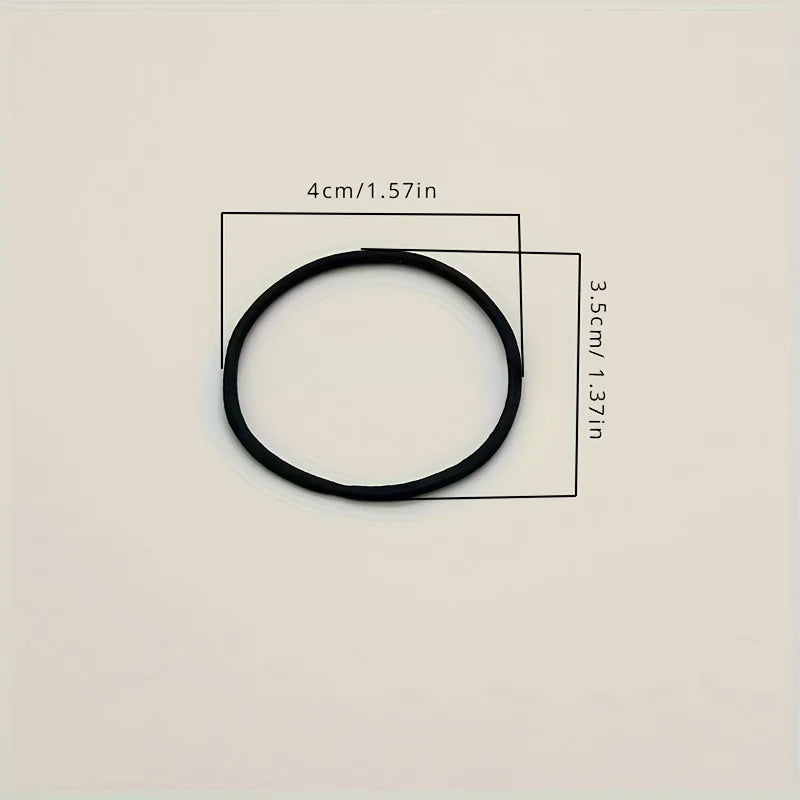 Black hair ties, single loop with 4 cm length measurement