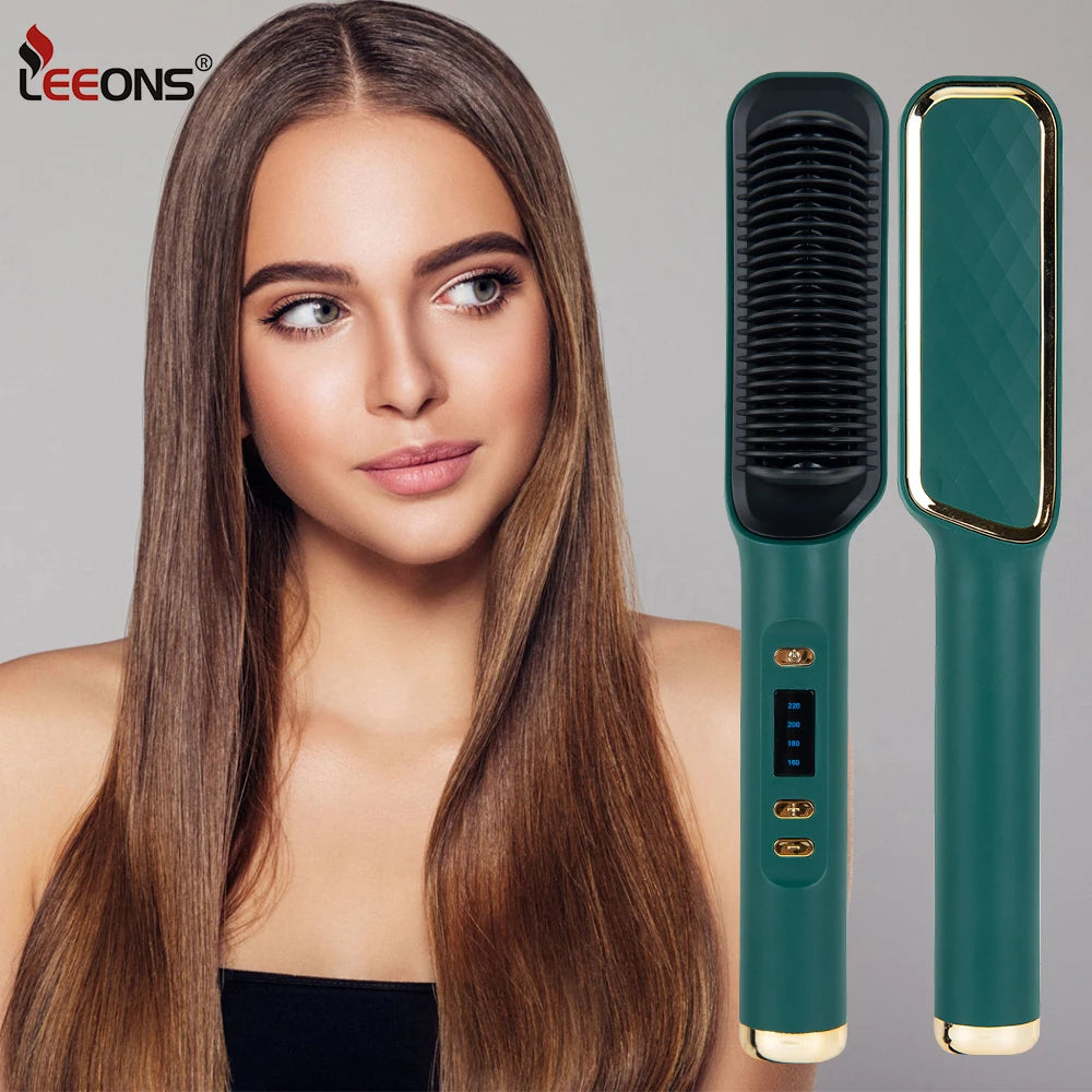 Hair Straightener Electric Brush - Hot Comb Heating Brush for Sleek, Smooth Styling