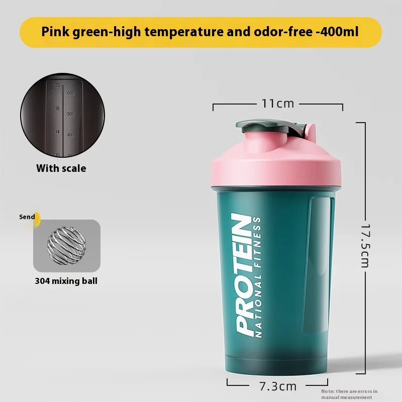 Protein Shaker Bottle - Leak-Proof Gym Fitness Mixer Cup 400-600ml for Shakes & Supplements