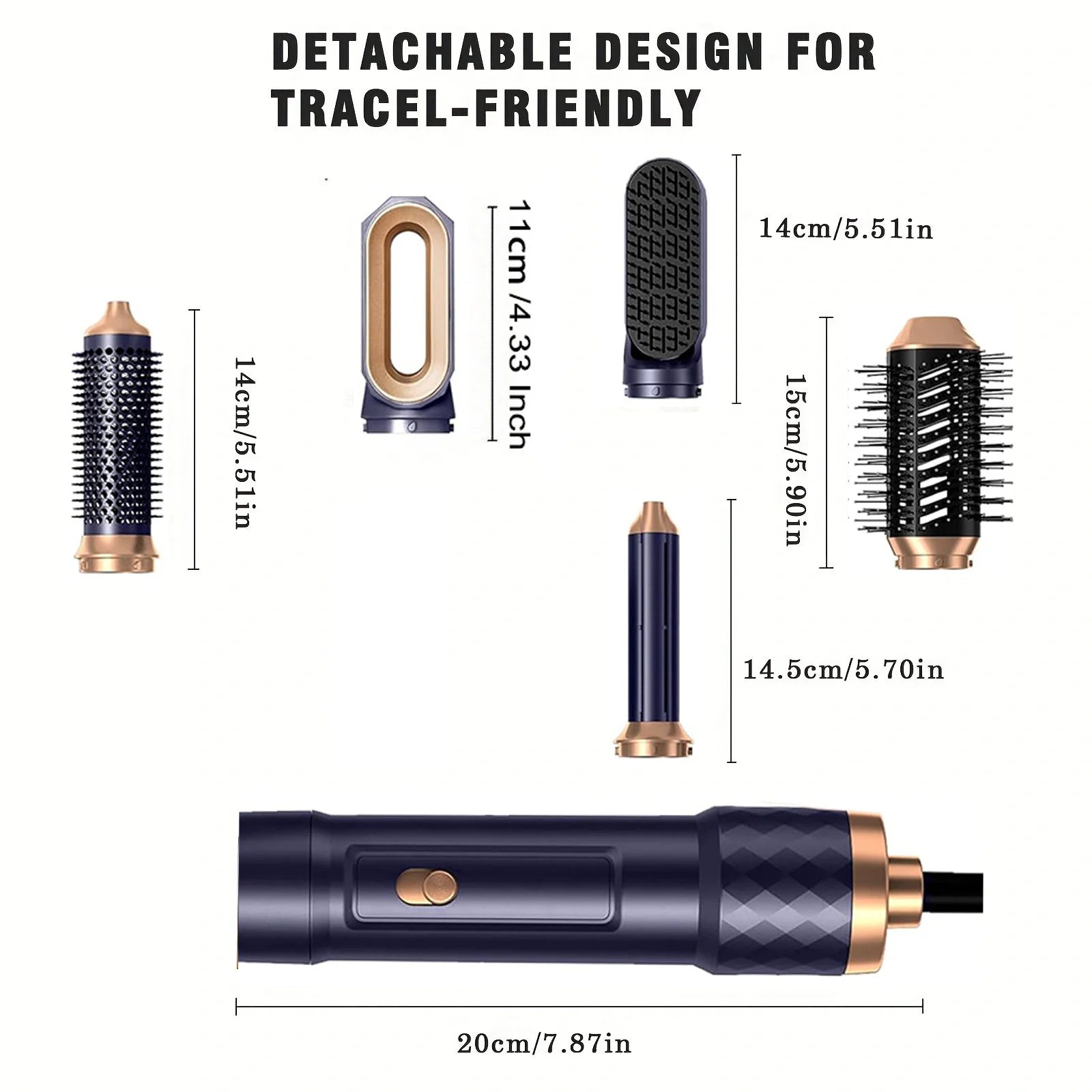 6-in-1 Hair Dryer Brush - Electric Blow Dryer Kit with Negative Ionic Styling & Curling Wand