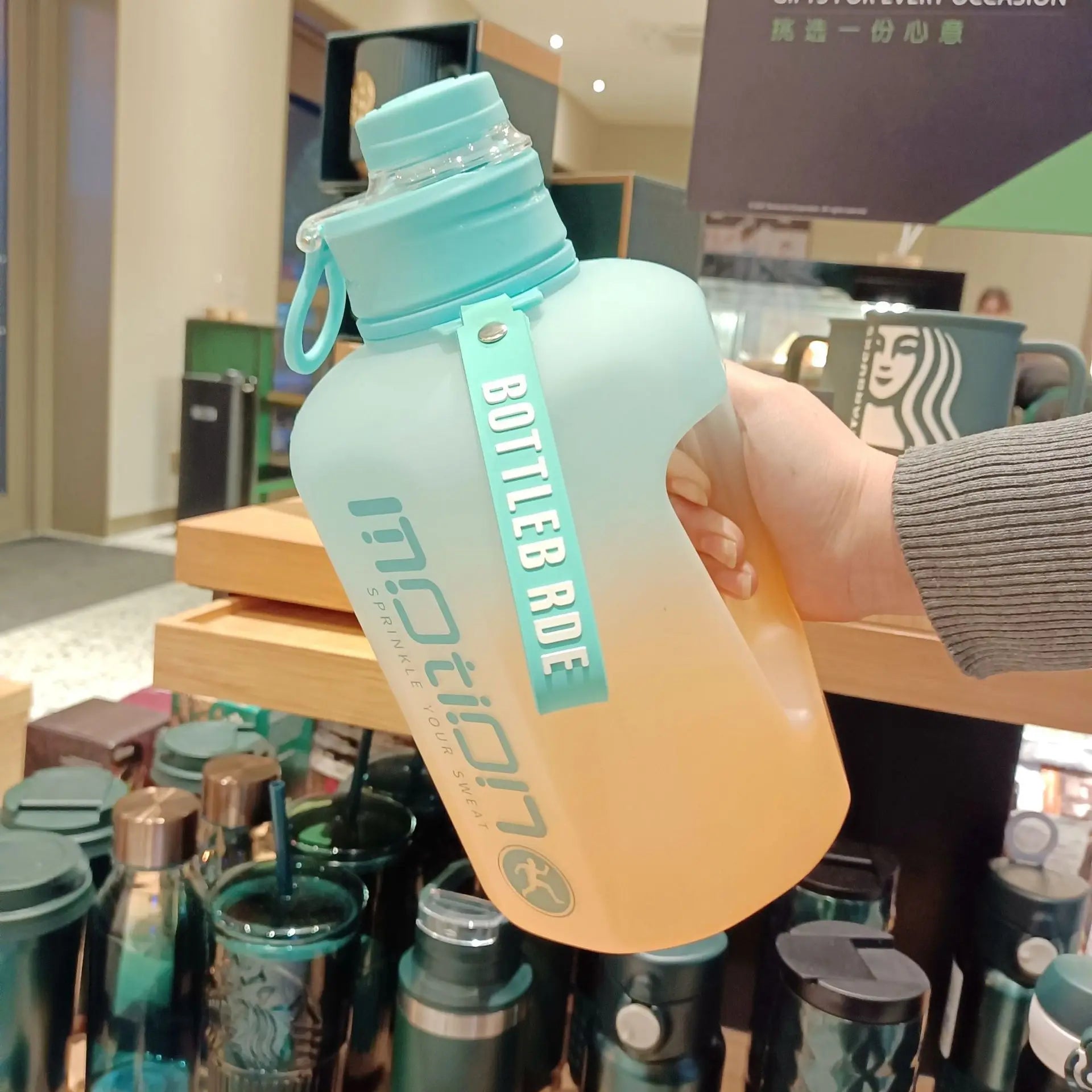 2.4L Sports Water Bottle with Straw - Extra Large Fitness Tracker Bottle with Measurement Scale