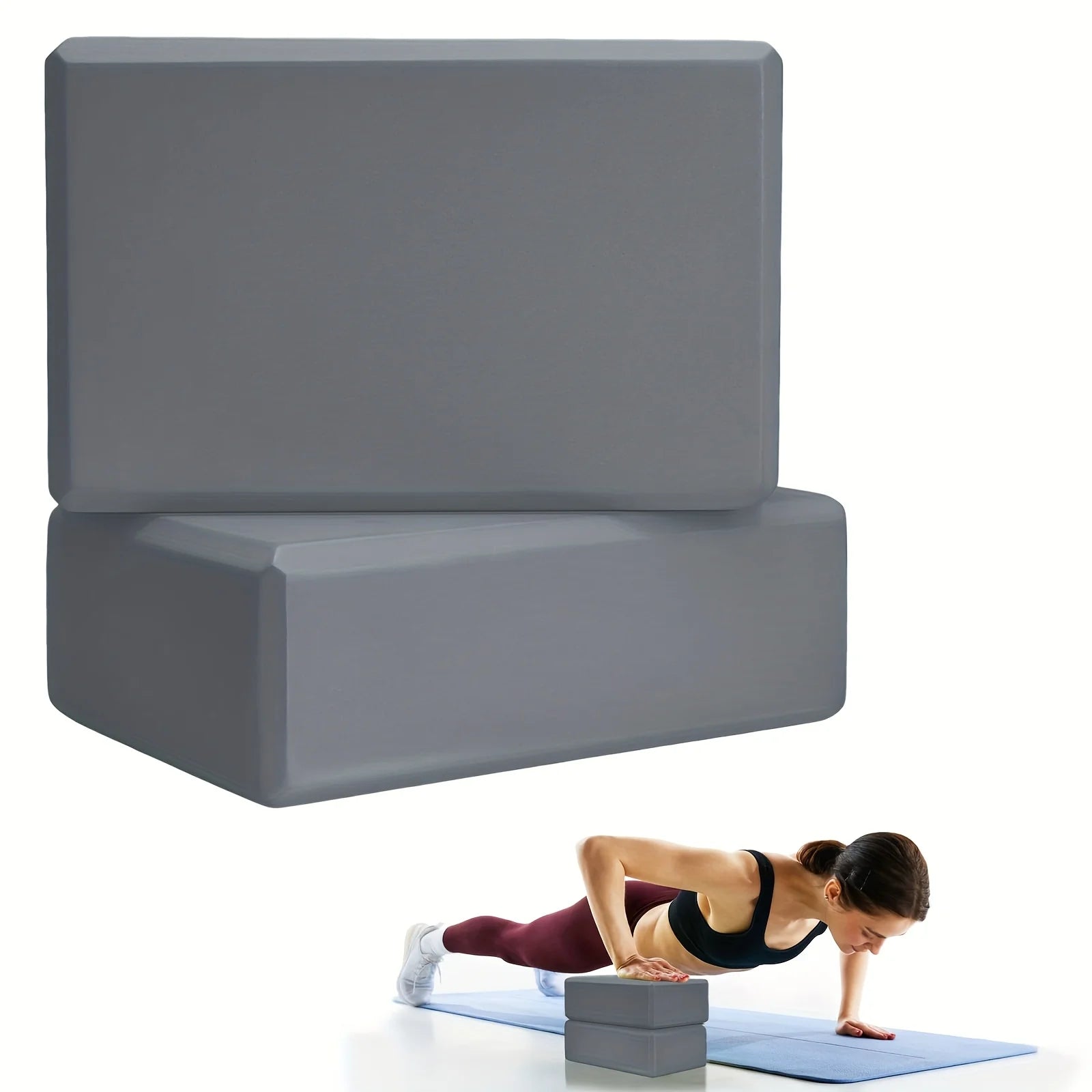 2-Piece High-Density Foam Yoga Blocks - Lightweight Supportive Yoga Gear for Women