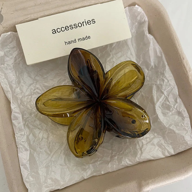 Epoxy Flower Hair Claw Clips - Leopard Print Hawaiian Gradient Barrettes for Women & Girls