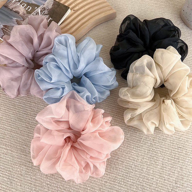 Soft Chiffon Pastel Hair Scrunchies - Romantic Ruffle Design Organza Hair Ties for Women